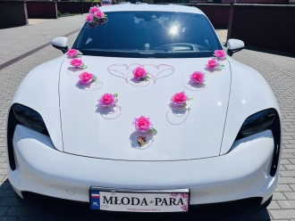Białe Porsche Taycan | Auto do ślubu Kraków, małopolskie