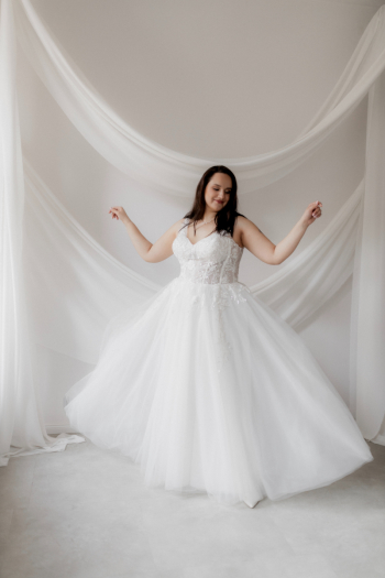 SIRININA błyszcząca, gorsetowa, tiulowa, Plus Size - zdjęcie 1