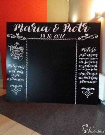 Ścianka czarna fotograficzna PERSONALIZACJA tło PROJECT WEDDING, Unikatowe atrakcje Poddębice
