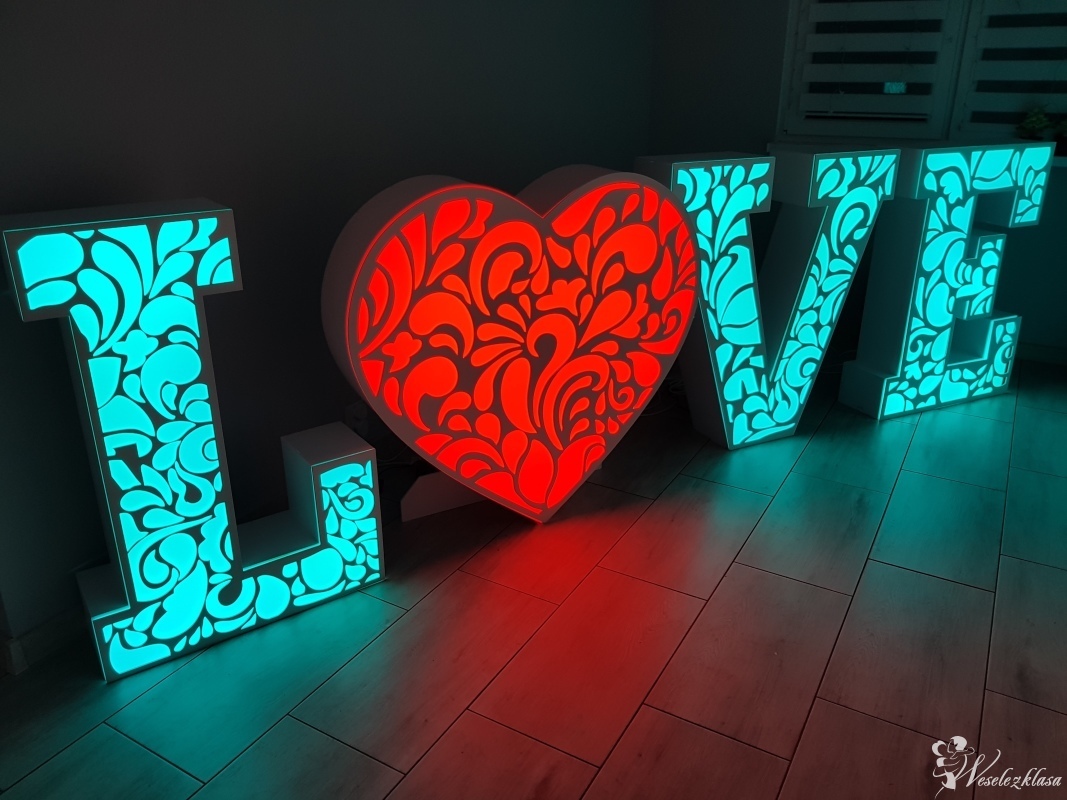 Ażurowy napis LOVE, Serce LED - wynajem! | Dekoracje światłem Bydgoszcz, kujawsko-pomorskie - zdjęcie 1