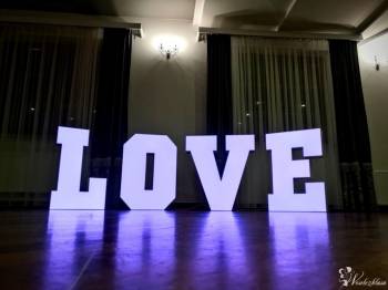 Napis litery LOVE podświetlany LED RGB na wesele Różne kolory! WYNAJEM, Dekoracje światłem Sokołów Podlaski