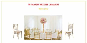 Wynajem Krzeseł Chiavari w kolorze złotym, Dekoracje ślubne Strzelin