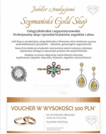 Szymanski Gold-Shop, Obrączki ślubne, biżuteria Pionki