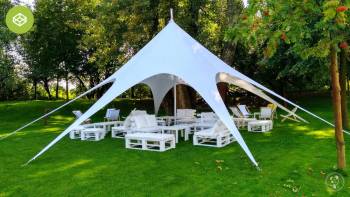 Namiot weselny GWIAZDA / Aranżacja przestrzeni / meble eventowe / W-wa, Wypożyczalnia namiotów Zielonka