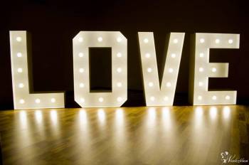Napis LOVE litery LED, dekoracja na ślub, wesele, rocznice, wynajem | Dekoracje światłem Łódź, łódzkie