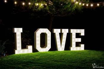Napis Love biały największy / rustykalny , drewniany LOVE / girlandy, Napis Love Czempiń