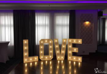 Podświetlany napis LOVE wynajem na wesele, dekoracja wys. 120cm. | Napis Love Warszawa, mazowieckie