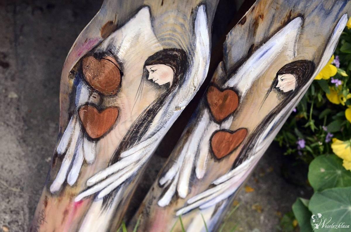 Anioły ręcznie malowane na drewnie - podziękowanie dla rodziców | Artykuły ślubne Warszawa, mazowieckie - zdjęcie 1