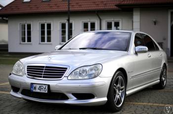 Mercedes S55 AMG long do wynajęcia na imprezy okolicznościowe, Samochód, auto do ślubu, limuzyna Zakrzew