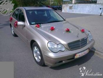 Mercedesem C200K złotym do ślubu, Samochód, auto do ślubu, limuzyna Łódź