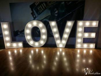 LOVE świecący napis, świetna dekoracja na sali wes, Napis Love Koprzywnica
