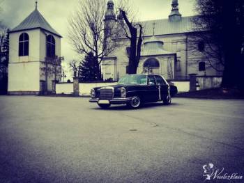 Zabytkowy samochód do ślubu Mercedes w108 z 1966 roku, Samochód, auto do ślubu, limuzyna Osiek