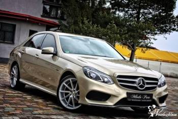 Mercedes E-klasa AMG, elegancki złoty metalik | Auto do ślubu Częstochowa, śląskie