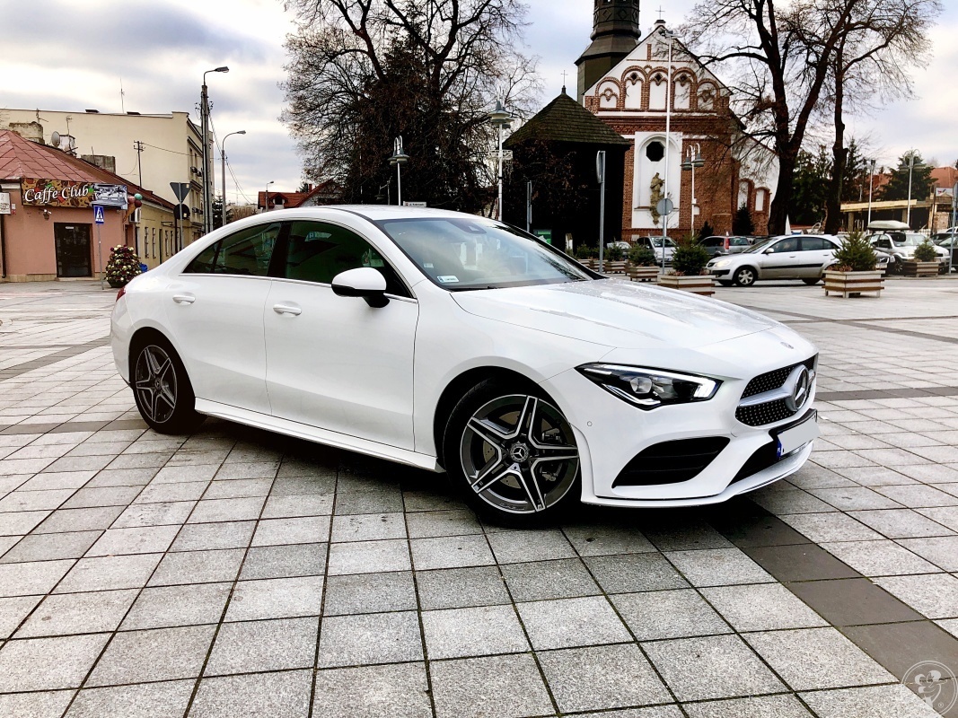 Mercedes CLA pakiet AMG biały czarne skóry 2019r 174 km coupe 5 drzwi | Auto do ślubu Piaseczno, mazowieckie - zdjęcie 1
