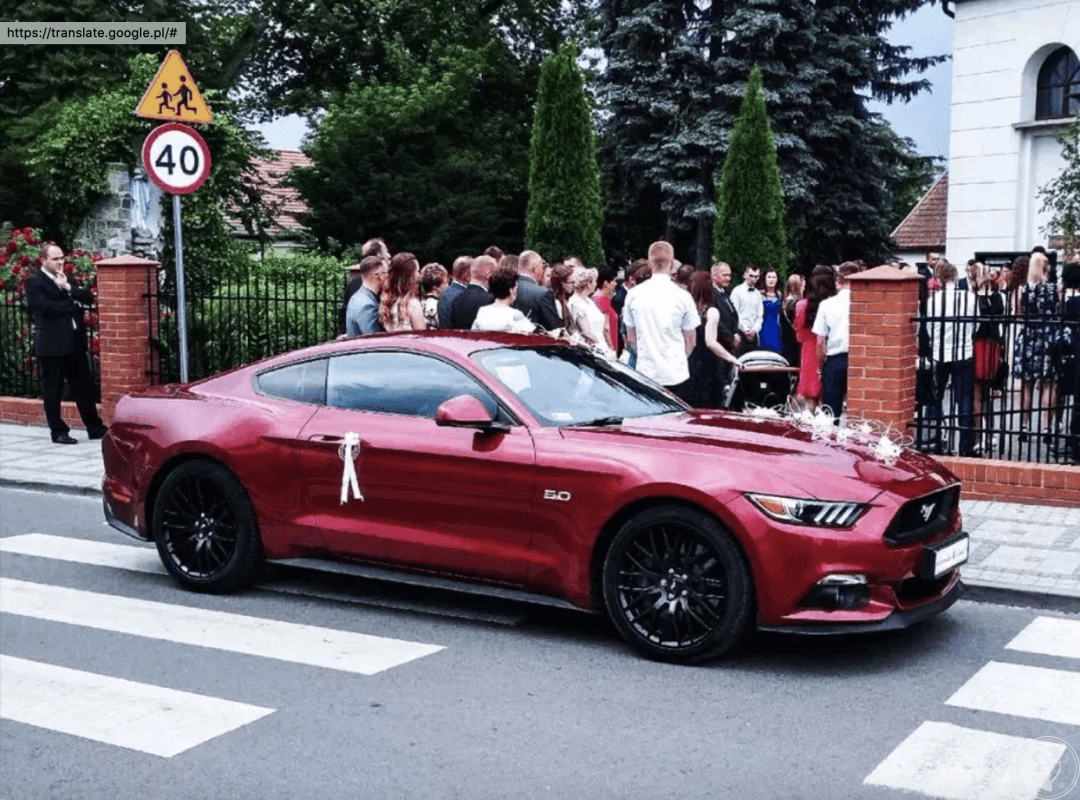 Rubinowy Ford Mustang GT do ślubu wynajem samochodu na wesele samochód, Poznań - zdjęcie 1