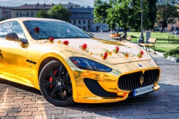 Złote Maserati GT S - Jedyny taki kozacki samochód do ślubu!, Samochód, auto do ślubu, limuzyna Libiąż
