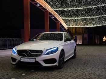 Biały Mercedes C klasa AMG | Auto do ślubu Warszawa, mazowieckie