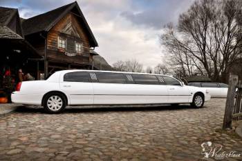 Ekskluzywna *biała* limuzyna Lincoln Town Car, Samochód, auto do ślubu, limuzyna Szlichtyngowa