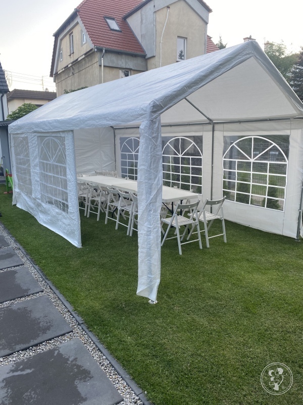 Poprawiny w ogrodzie ,namiot , krzesła stoły , oświetlenie | Wynajem namiotów Poznań, wielkopolskie - zdjęcie 1