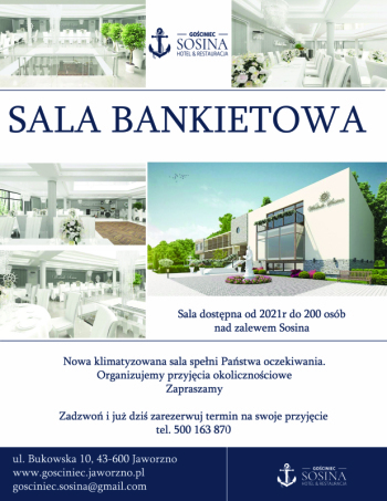 Zapraszamy do rezerwacji nowej Sali Bankietowej, Sala weselna Jaworzno