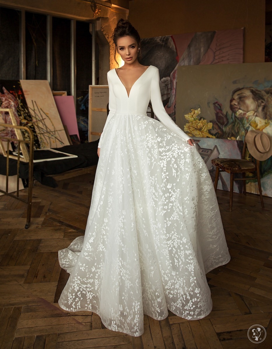 Suknia ślubna na wzór Jasmine Empire Bonny r42-44 elegancka rękaw - zdjęcie 1