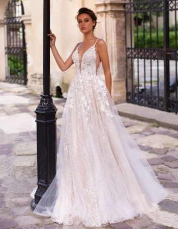 Liretta Liberica suknia ślubna r38 beż elegancka błysk koronka - zdjęcie 1