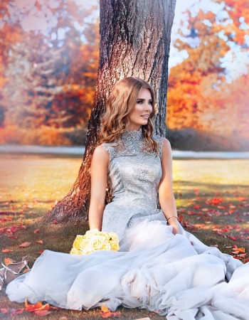 kolorowa suknia ślubna - PORANNA MGŁA - zdjęcie 1