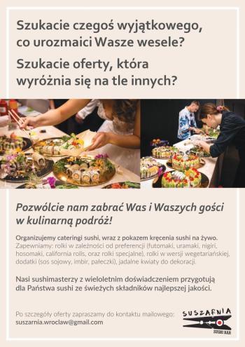 Suszarnia - catering & pokaz kręcenia sushi na żywo, Unikatowe atrakcje Wrocław