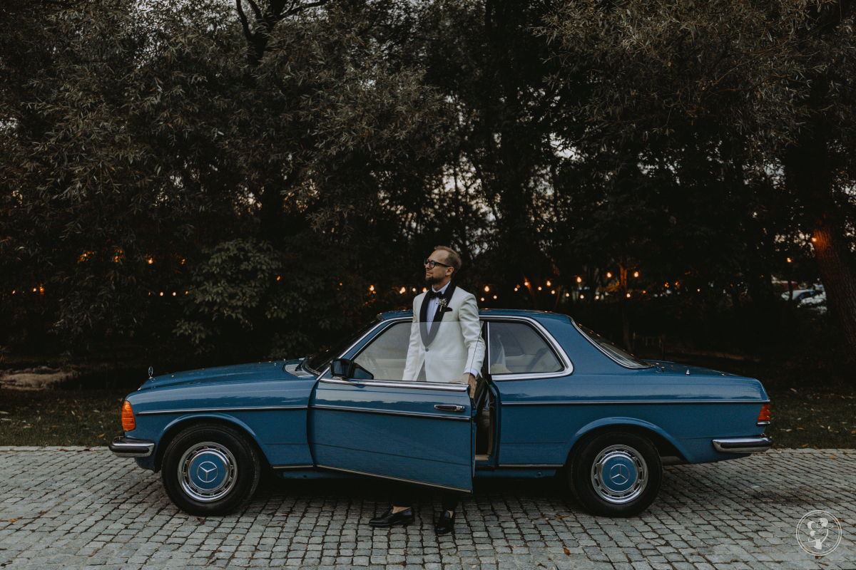 Piekny, klasyczny Mercedes w123 do ślubu, wesela niebieskimercedes, Sopot - zdjęcie 1