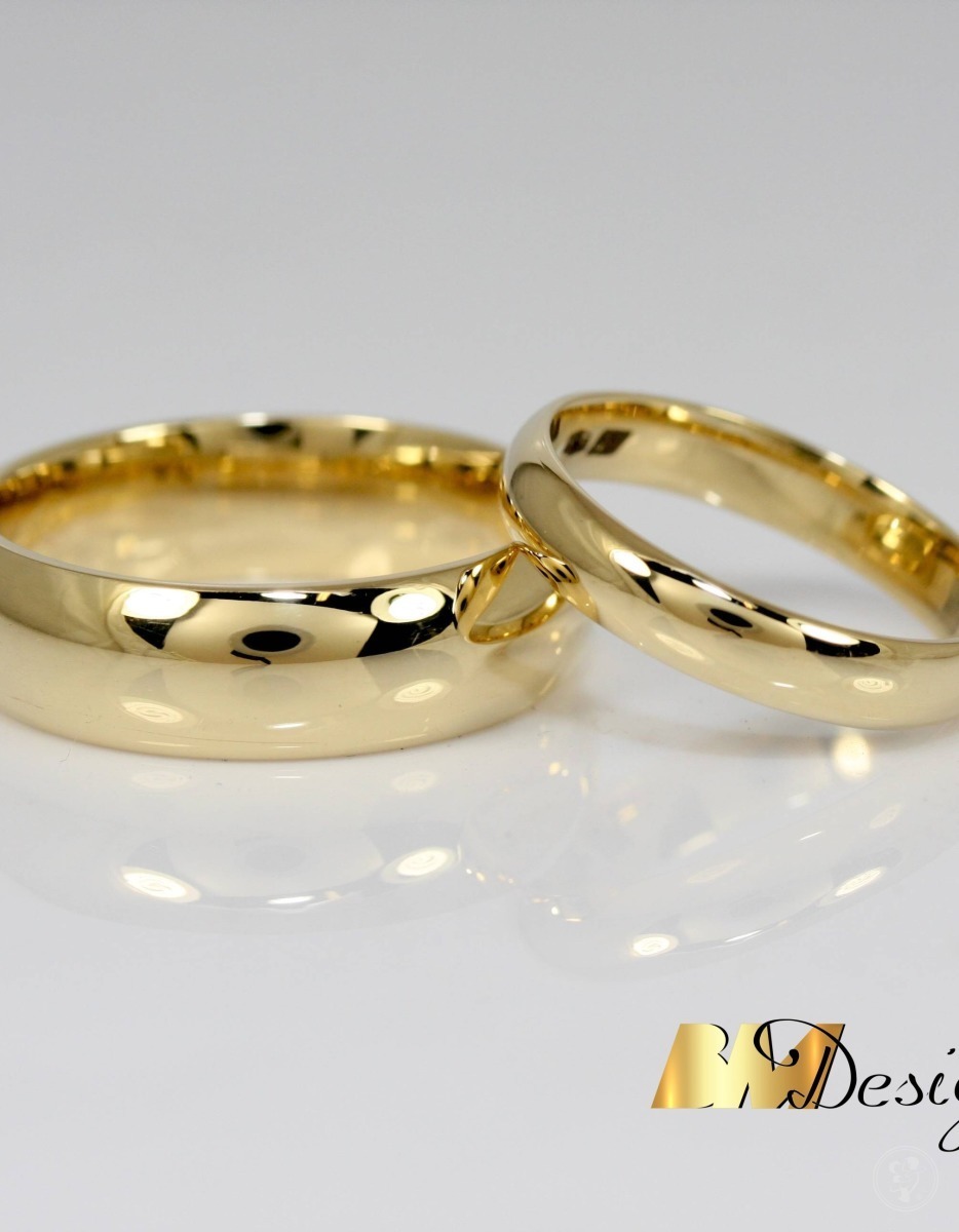 Klasyczne obrączki ślubne z żółtego złota, półokrągłe, różne szerokośc - zdjęcie 1