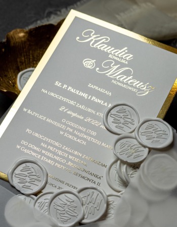 Zaproszenia ślubne GLAMOUR beauty glam z kopertą z kalki - zdjęcie 1