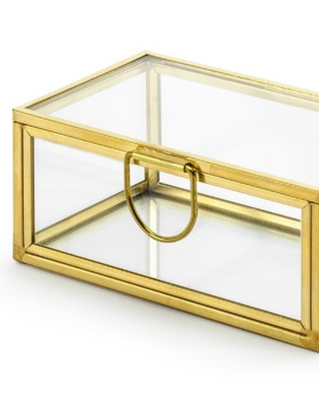 Szklane pudełko na obrączki złote - zdjęcie 1