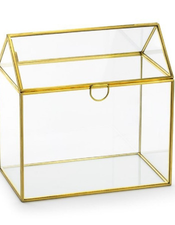 Szklane pudełko na koperty Złote - zdjęcie 1
