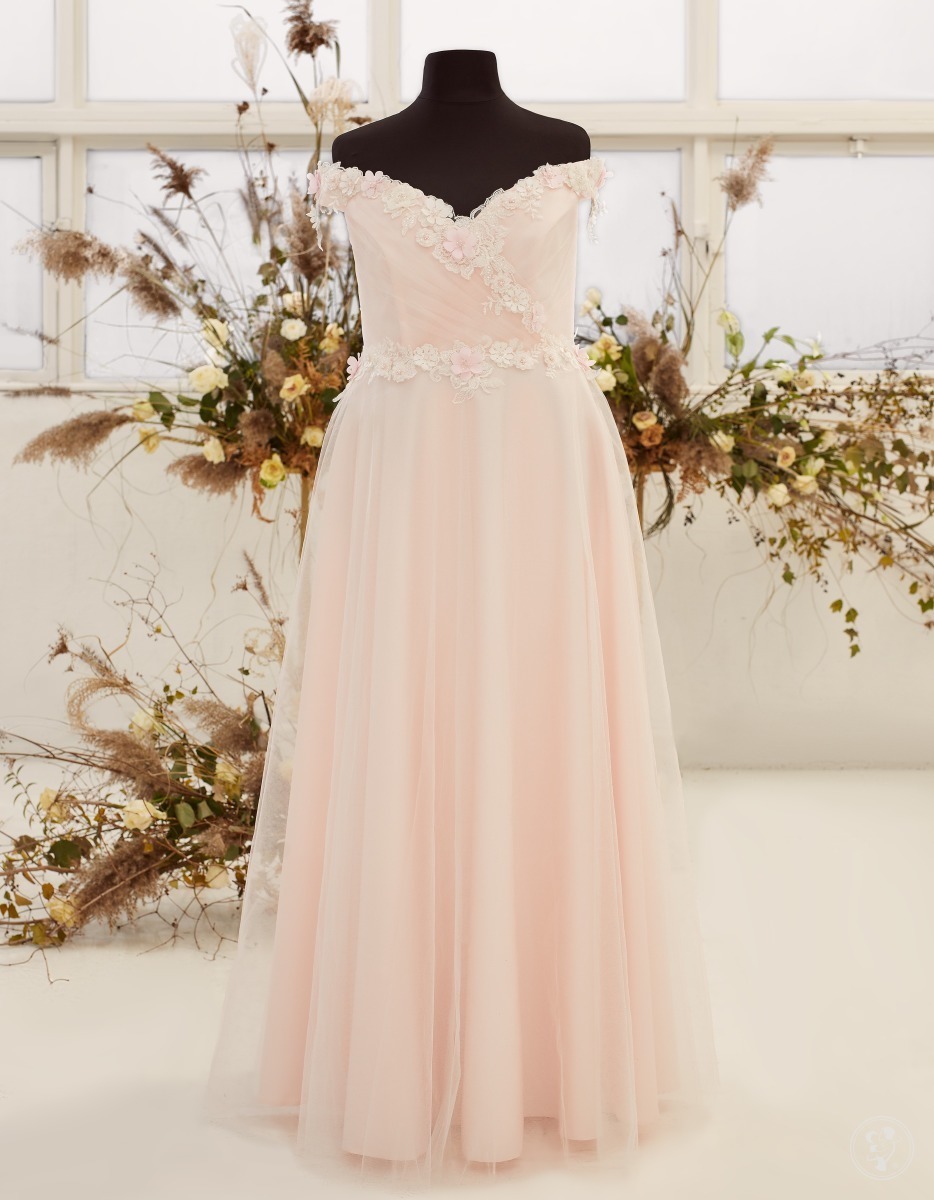 Suknia ślubna plus size różowa - zdjęcie 1