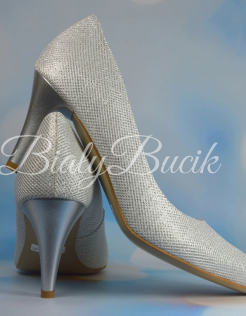 Buty ślubne Nicolle srebro brokat - zdjęcie 1