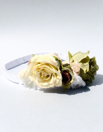 Opaska śłubna z tekstylnymi kwiatami - różami - zdjęcie 1
