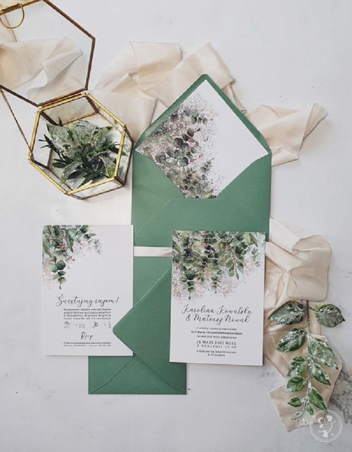 Zaproszenia ślubne w stylu botanicznym Eukaliptus - zdjęcie 1