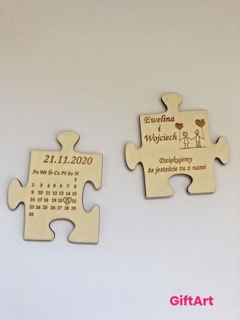 Podziękowania dla gości puzzle magnes GiftArt | Prezenty ślubne Skomielna Czarna, małopolskie
