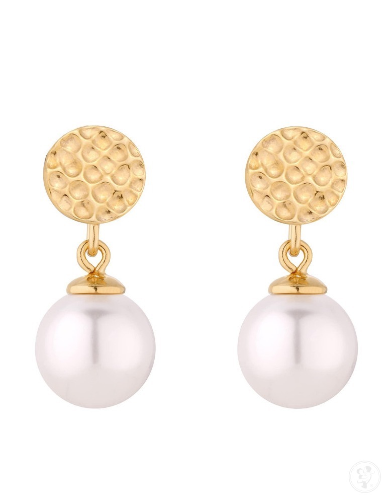 Złote kolczyki z białymi perłami SWAROVSKI® CRYSTAL - zdjęcie 1