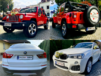 Auto do ślubu Jeep WRANGLER Czerwony Cabrio SUV 4x4 / Białe BMW X4,  Częstochowa