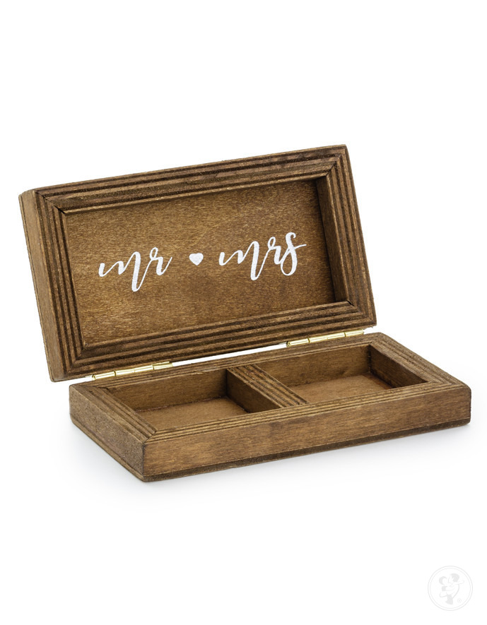 Pudełko na obrączki Boho ciemne drewno naturalny styl - zdjęcie 1