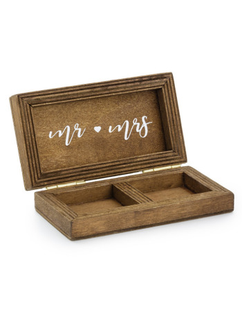 Pudełko na obrączki Boho ciemne drewno naturalny styl - zdjęcie 1