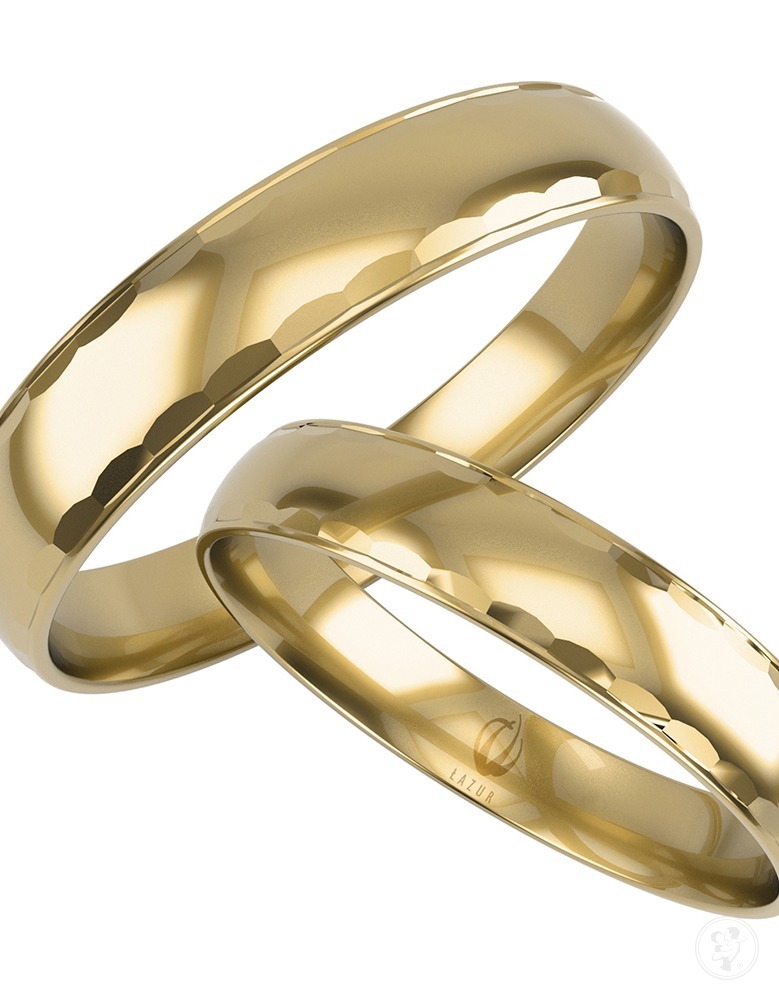 Złote obrączki ślubne – półokrągłe delikatnie frezowane - zdjęcie 1