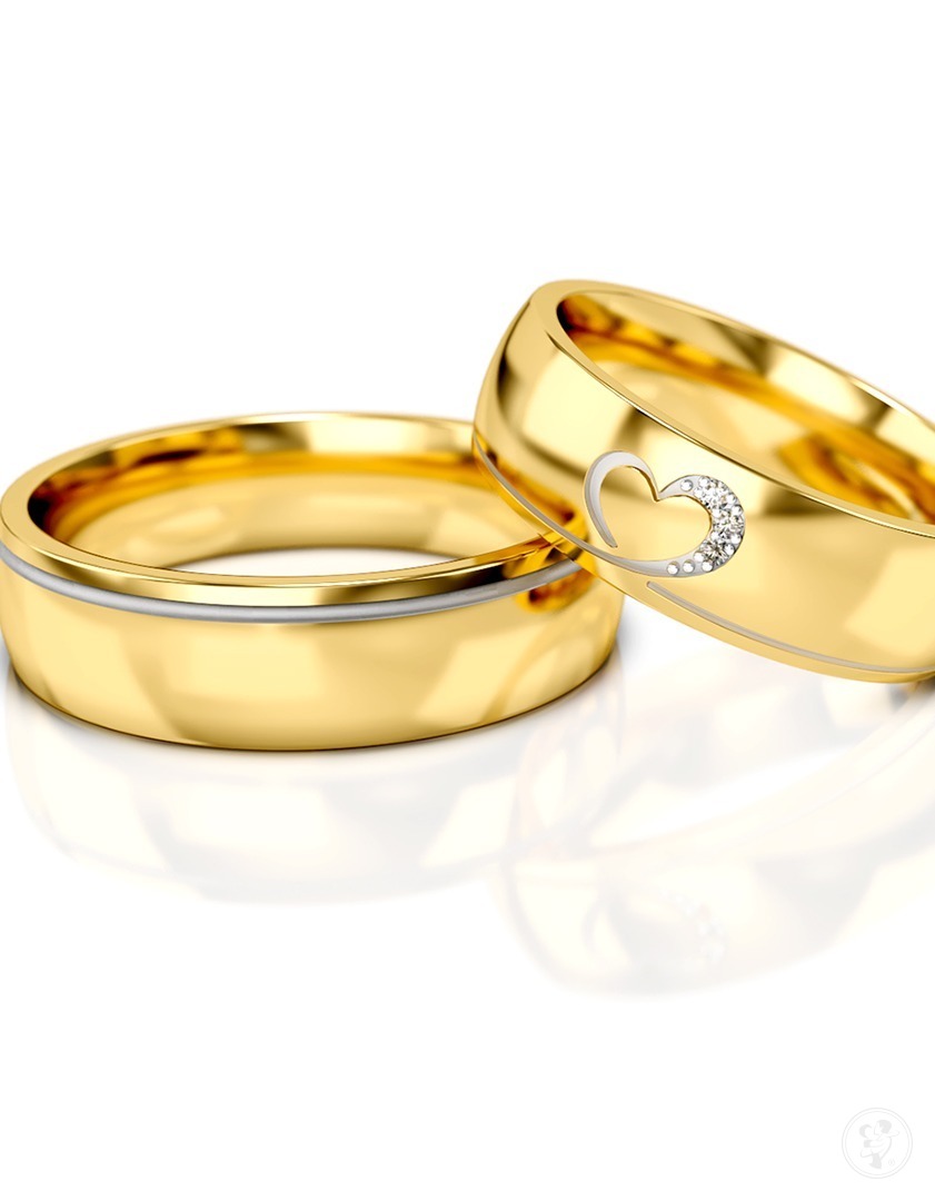 Złote obrączki ślubne – półokrągłe zdobione - zdjęcie 1