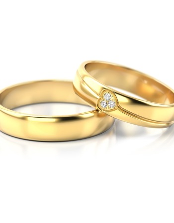 Złote obrączki ślubne – zdobione, półokrągłe - zdjęcie 1