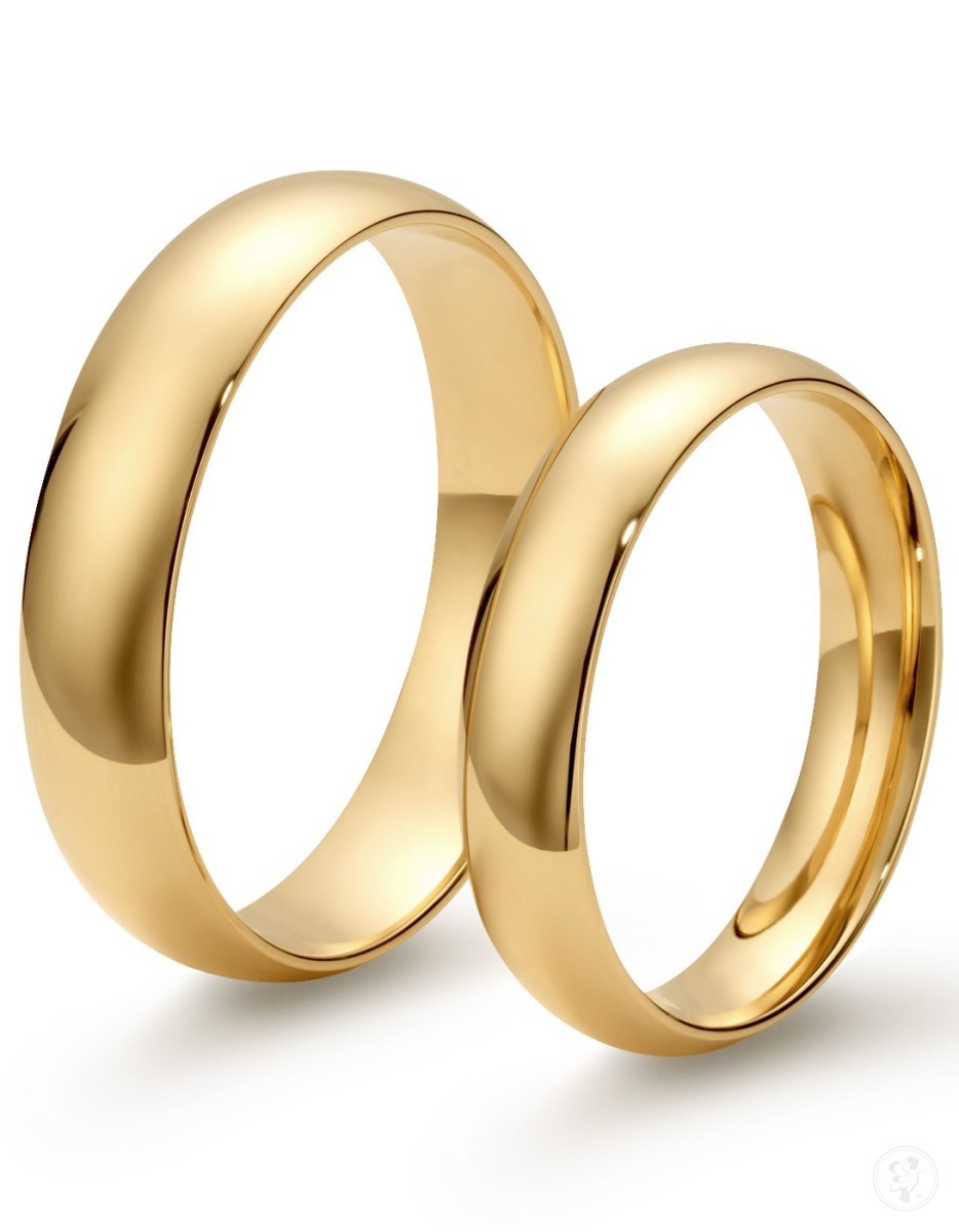 Złote obrączki ślubne – półokrągłe, profil mocno zaokrąglony pr. 750 - zdjęcie 1