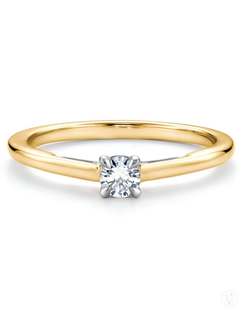 Złoty pierścionek zaręczynowy z diamentem - zdjęcie 1