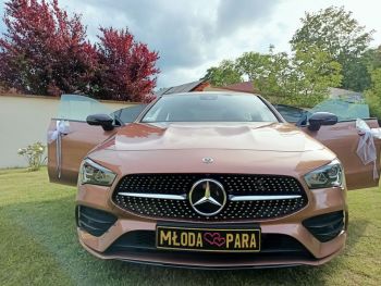 Mercedes ClA Coupe AMG  2022 rok   nietuzinkowy  kolor Gold Rose, Samochód, auto do ślubu, limuzyna Niemcza