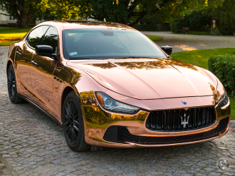 Maserati Rose Gold Chrome Złote Auto do Ślubu Złoty Samochód na Wesele,  Łódź