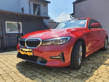 Najnowsze BMW 330e XDRIVE 293km Sport Style czerwony HYBRYDA | Auto do ślubu Rydułtowy, śląskie